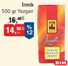 YAZGAN İRMİK 500 G fiyat ve kampanya bilgisi